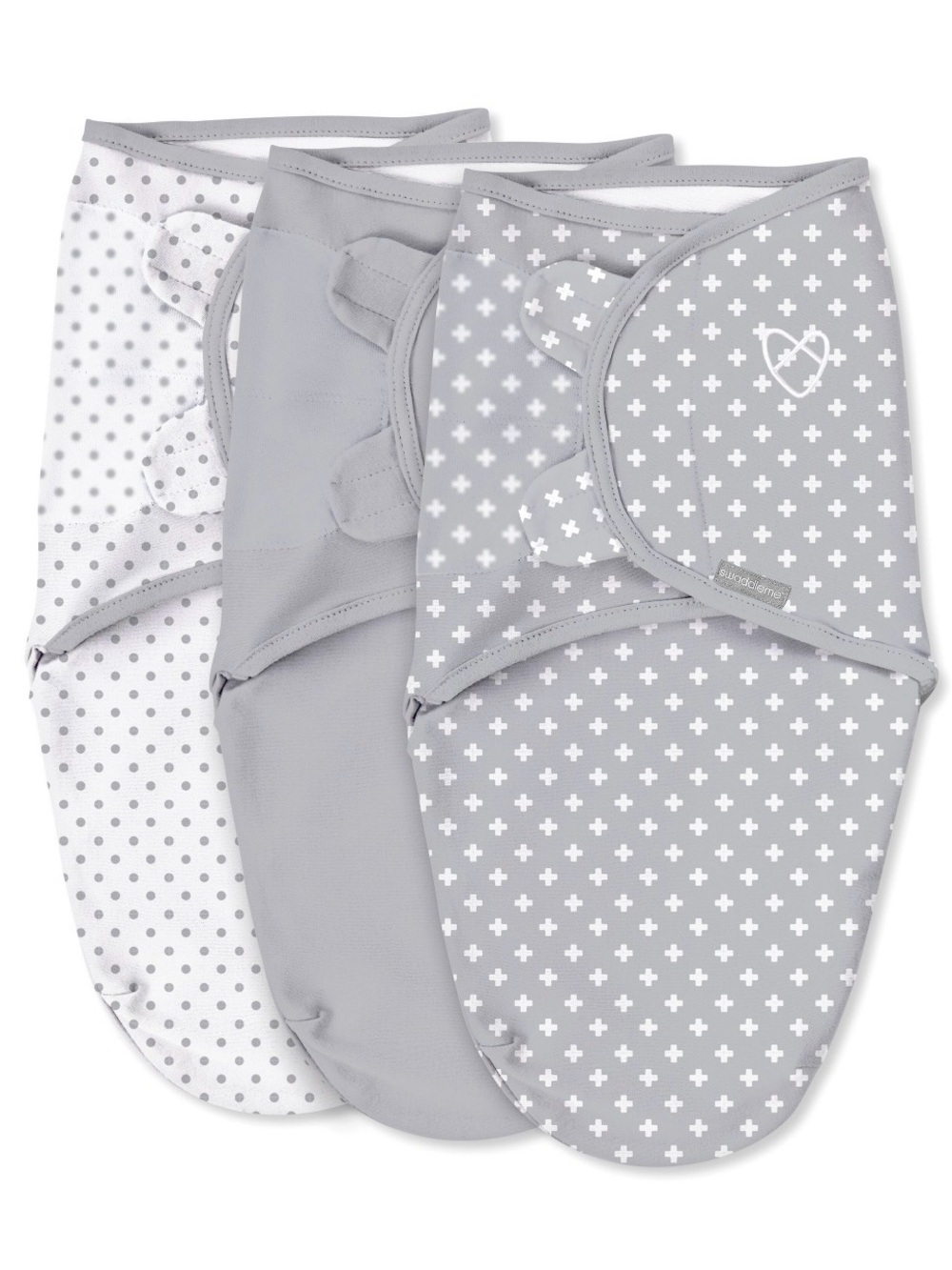 SwaddleMe by Ingenuity Stage 1 Cotton Swaddle Wrap Bundle 3-Pack - Gray White